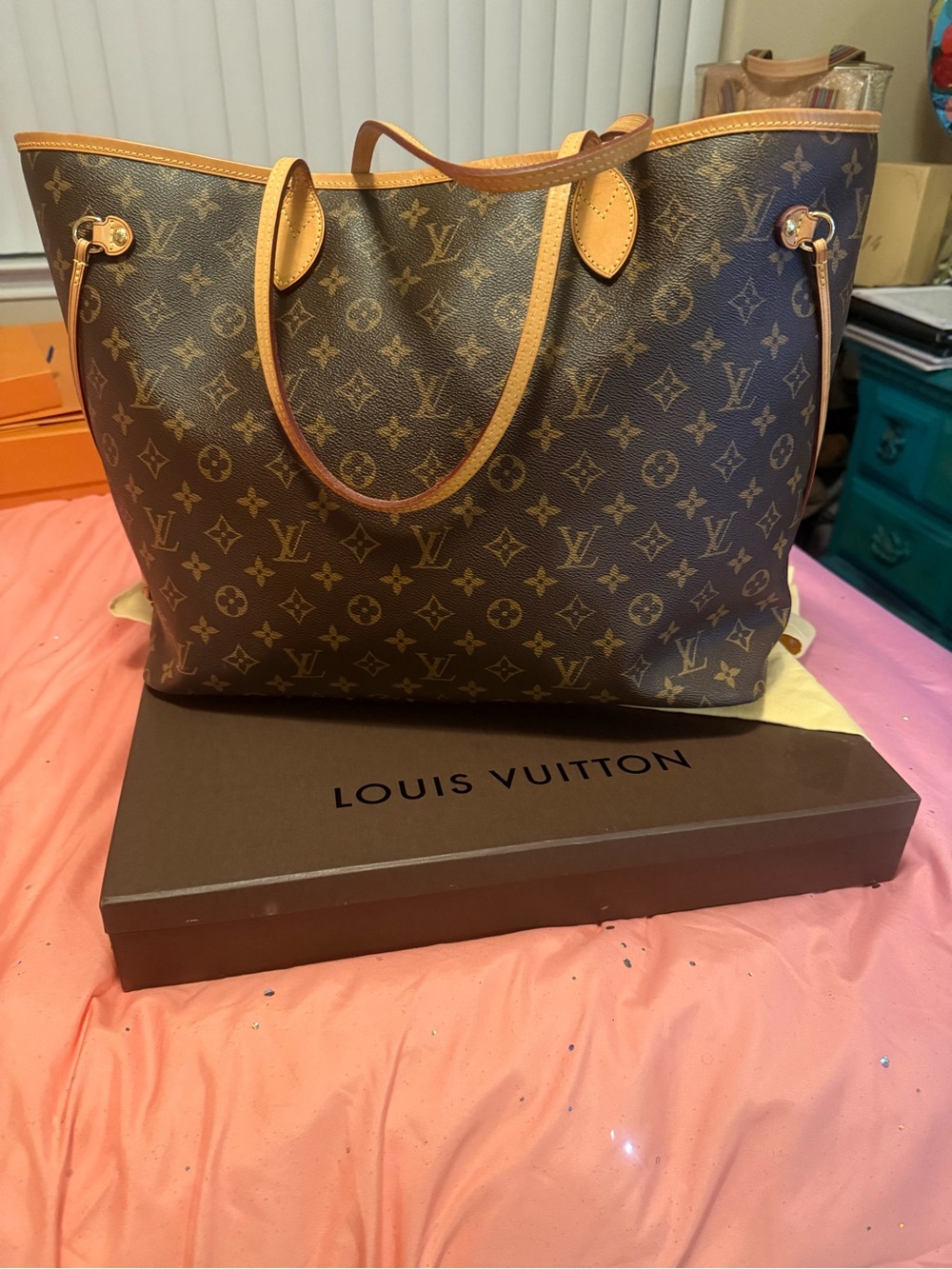 Louis Vuitton Monogram Neverfull Tote in Brown and Tan